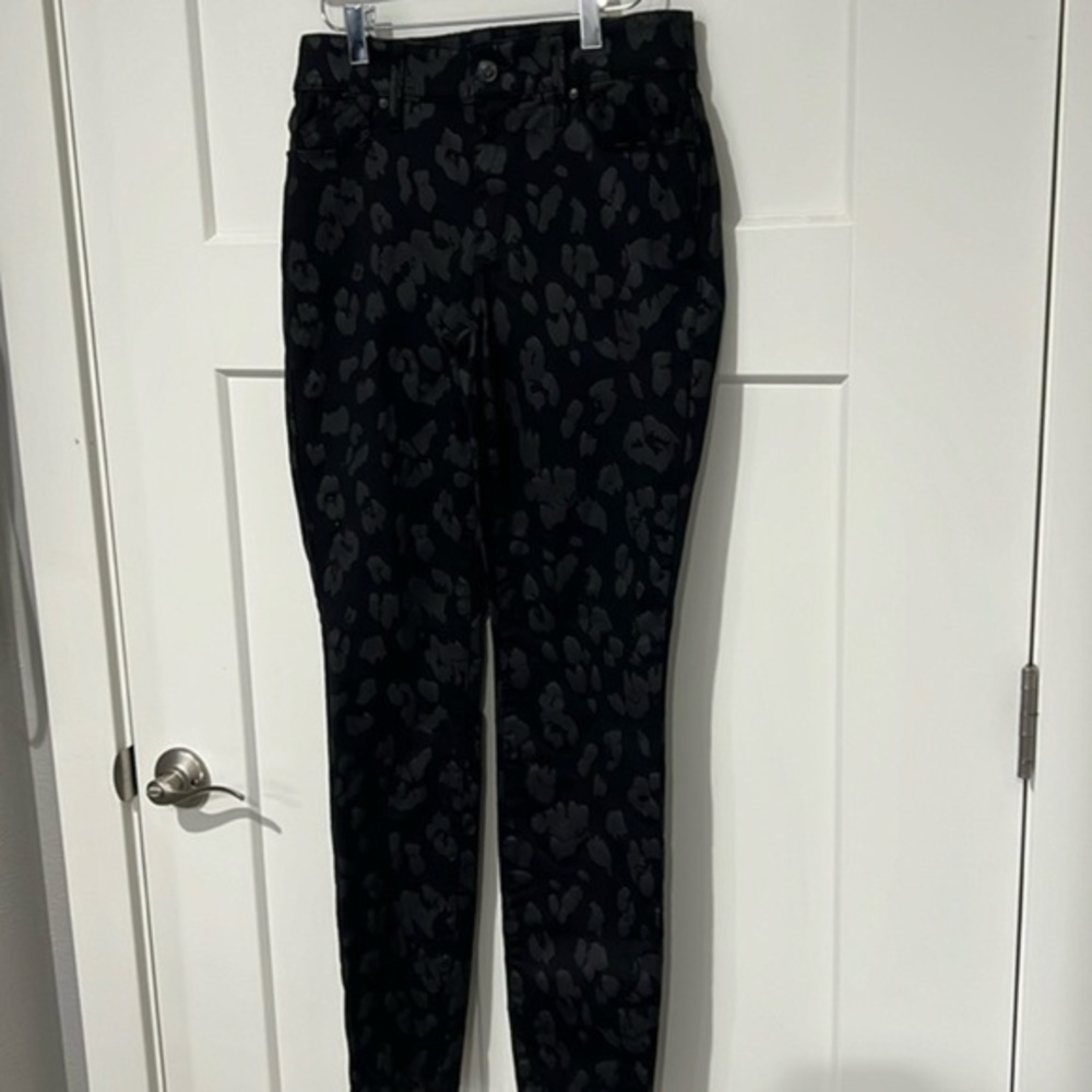 Chico's Straight Leg Leopard Animal Print Black Women's Sz 2